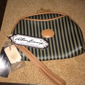 Allen Edward travel bag in tan & black stripes new